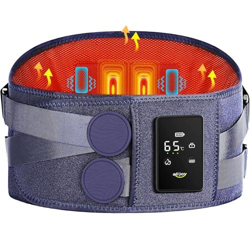 ALLJOY 67" Cordless Heating Pad for Back Pain Relief FSA Eligible HSA, Birthday Gifts for Women Men Mom Dad, Portable Lower Back Massager with 3 Heat 5 Vibration, Wireless Heating Pad for Cramps
