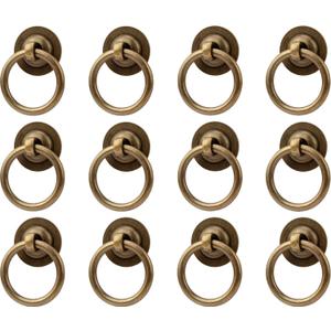 RZDEAL 12 Pack Solid Antique Brass Cabinet Pulls Ring Drawer Pulls, Antique Style Kitchen Cabinet Handles Pulls Vintage Pulls Brass Drawer Handles for Cabinets