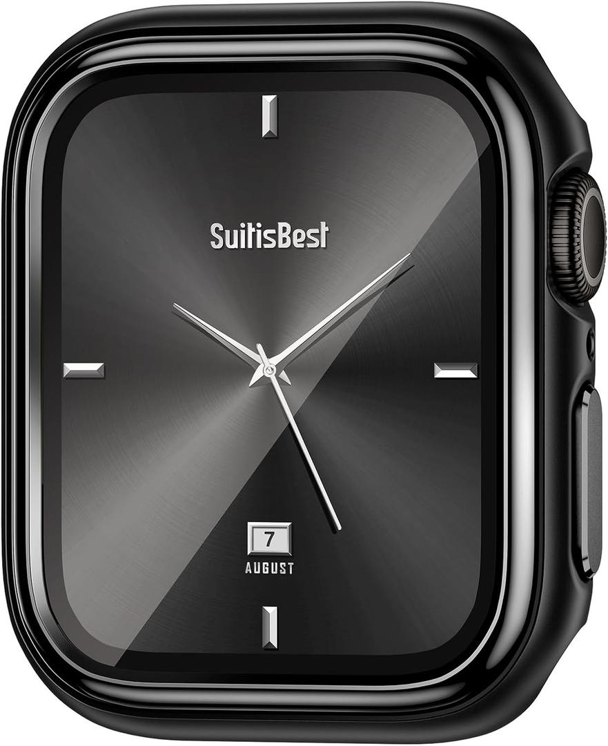 Suitisbest Metal Case Compatible with Apple Watch Series 9 8 7 41mm with Screen Protector, Elegant Shimmering Metal Bumper Luxe Protection for Womens iWatch 41 mm