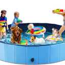 Jasonwell Foldable Dog Pool Collapsible Hard Plastic Dog Swimming Pool Portable Kiddie Pool Pet Pool Doggie Wading Pool Bath Tub for Puppy Small Medium Large Dogs Cats and Kids 97" (Plastic Board Blue)