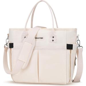 MAXTOP Lunch Bag Women for Work Insulated Thermal Lunch Box with Wide-Open Pocket Reusable Leakproof Cooler Bags with Removable Shoulder Strap for Teacher Nurse Office Picnic Travel Beige