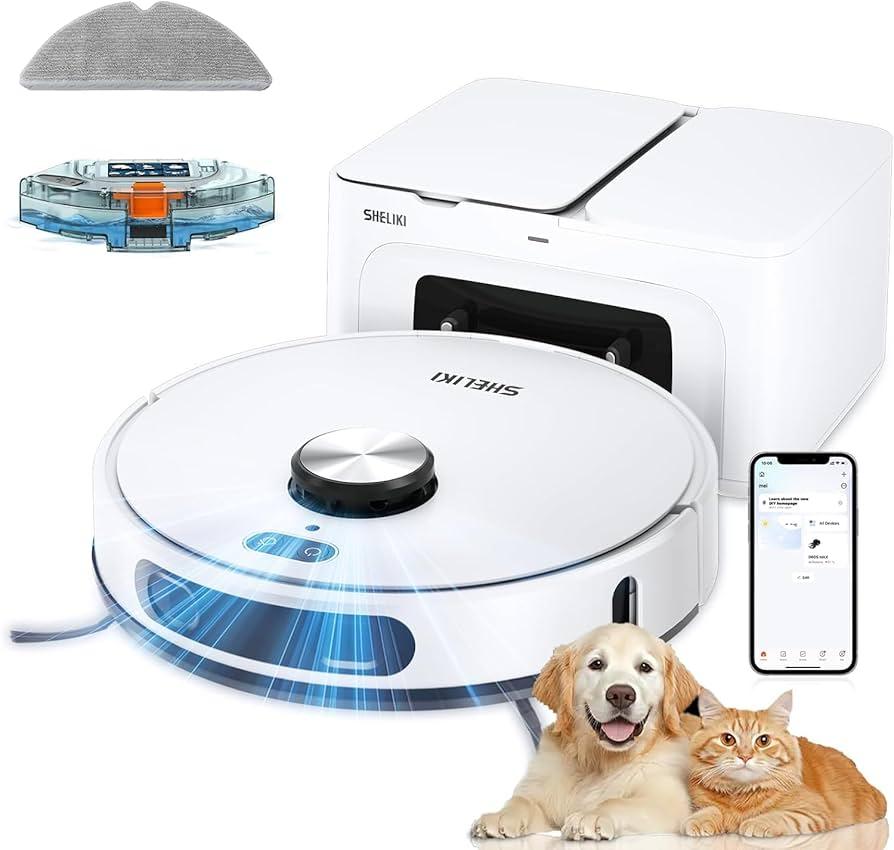 Robot Vacuum and Mop Combo, Robotic Vacuums Cleaner with LiDAR Navigation, Smart Mapping, Strong Suction, with WiFi/App/Alexa/Voice Control, Obstacle Avoidance, for Home, Wood/Hard Floors, Pet Hair