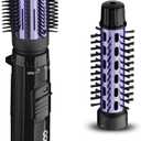 Conair 2-in-1 Hot Air Curling Combo, Includes 1.5-inch Curl Brush and 1-inch Aluminum Bristle Brush (Black / Purple)