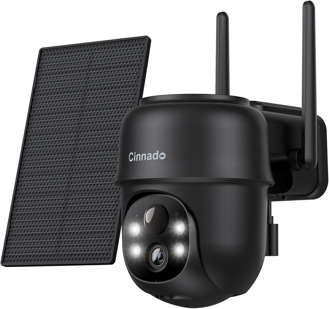 2K Cameras for Home Security-2.4G WiFi Outdoor Camera Wireless Solar/Battery Powered, 360 Viewing, Human Detection, Color Night Vision, Cloud/SD Storage B6 (B6-Black-1pack-2.4G)
