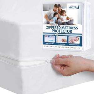 Moonsea Waterproof Twin XL Mattress Protector, White, 8-10 Inches Deep Pocket, Zippered
