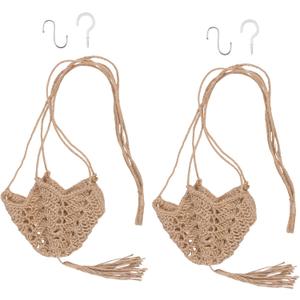 2 Pcs Universal Hanging Planter Basket Decorative Macrame Pot Holder with Hook for Bedroom Balcony Living Room Hallway (Brown,2)