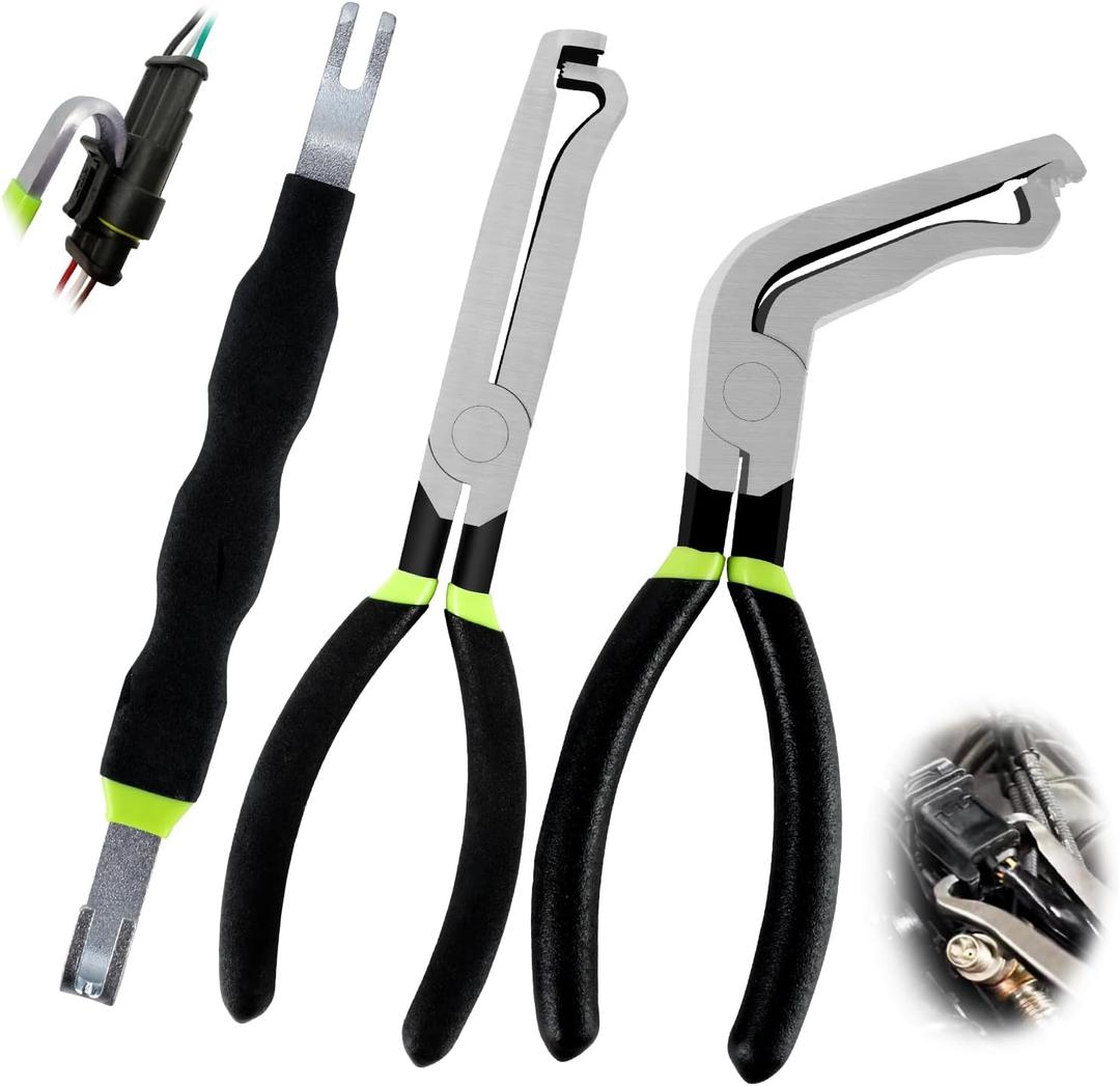3PCS Electrical Disconnect Pliers Set,37960 Straight +37980 60 +13120 Electrical Disconnect Pliers for Cars,Carbon Steel Fuel Line Disconnect Tool Set, Connector Repairs for Mechanics and DIYers