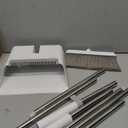 JOYMOOP Broom and Dustpan Set, Upright Standing Brooms for Sweeping Indoor, Light Weight Stainless Steel can be Hung on The Wall, Suitable for Pet Hair, Carpet, Floor