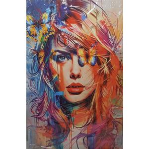 Colorful Woman Wall Art Abstract Graffiti Girl Paintings Female Portrait Poster Prints for Living Room Decor, 23.5x16 Inches