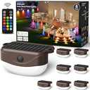 Solar Fence Lights 10 Multi Colors Solar Powered Outdoor Step Lighting,IP67 Waterproof Led RGBYW Colors Lamp for Outside Fence/Deck/Backyard/Stair Railing/Wall/Patio/Pool