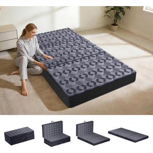 Ciremiv Tri-Folding Mattress Twin Size,6 Inch Guest Bed with Washable Cover | Foldable Memory Foam Mattress with Handles and Non-Slip Bottom- Portable for Camping,Travel and Floor Sleeper,Dark Grey
