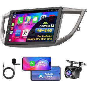 4G+64G Car Radio Stereo for Honda CRV 2012 2013 2014 2015 2016 Android 13, 9 Inch IPS Touch Screen CRV Car Stereo with Wireless Carplay/Android Auto, DSP, Bluetooth, Backup Camera, SWC, Built-in GPS