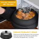 Microwave Splatter Cover Glass Cover Guard Lid with Collapsible Silicone for Food Pot Plate Cover 10.8 inch Black
