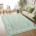 Vasofe 3x5 Area Rug for Bedroom, Washable Rugs for Living Room, Laundry, Kitchen, Vintage Floral Indoor Non Slip Carpet Farmhouse Green Throw Carpets Soft Low Pile Mat for Dorm Bedside Entryway Office