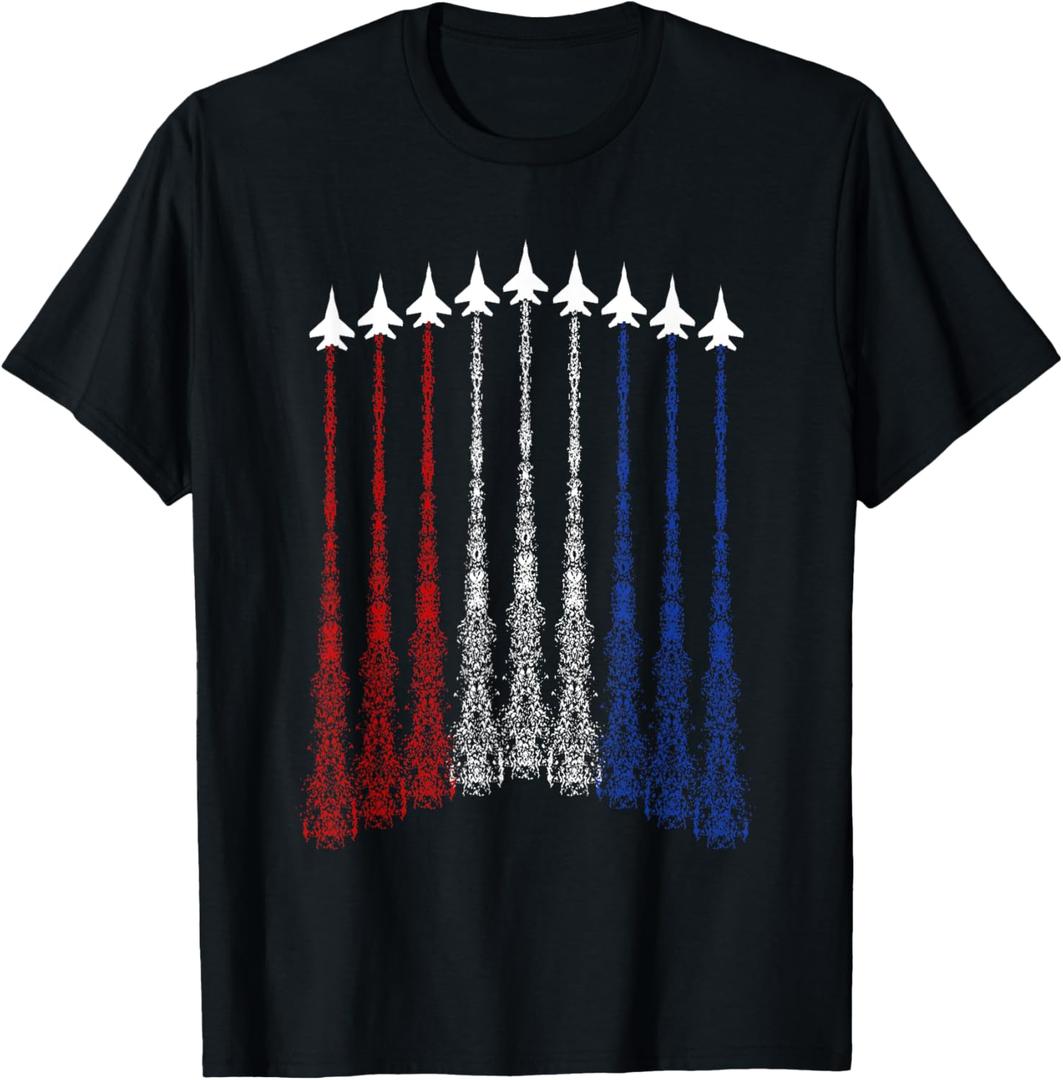 Jets 4th Of July For Men USA Patriotic Boys Graphic T-Shirt (Small, Black)