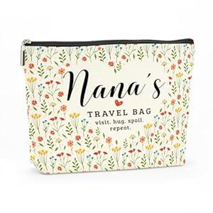 Nana's Travel Bag Mothers Day Makeup Bag Nana Grandma Gifts Grandma Birthday Gifts Funny Coloful Floral Cosmetic Bag for Women Nana Gigi Mimi Nanny Granny Chirstmas Appreciation Retirement Gifts