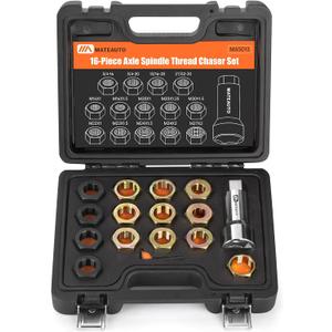 Axle Spindle Rethreading Kit,16 Piece Precision Restorer Master Repair Kit, Essential Tool for Mechanics - Includes Thread File and Axle Spindle Thread Chaser Set (16 Piece)