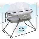Cocoon Deluxe Folding Travel Bassinet (Heather Gray) - Lightweight Baby Bed and Portable Bassinet with Removable Mesh Canopy, Perfect Travel Crib & Bedside for Baby, Includes Carrying Tote Bag