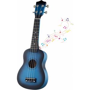 21 Inch 4 String Wooden Acoustic Guitar Ukulele Musical Instruments Perfect for Beginner (Blue)