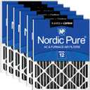 Nordic Pure 20x20x4 (19_1/2 x 19_1/2 x 3_5/8) Pleated Air Filter MERV 12 Plus Carbon 6 Pack