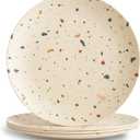 Nook Theory 4 Pack Reusable Bamboo Plates - Non-Toxic Toddler and Kids Plate, Dishwasher Safe, Not Microwavable Dinnerware (Fiesta 10")