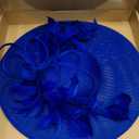 Dressfan Fascinator Derby Hats for Women,20s 50s Linen Feather Vintage Headband Hair Accessories Headwear for Derby/Wedding/Cocktail/Tea Party,M26-Royal Blue