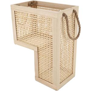 Wood Stair Basket with Handles,Wicker Step Storage Basket -Natural