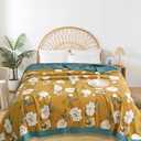 Shesyuki Boho Throw Blanket for Bed - 100% Pure Cotton Ultra Soft Rustic Quilt - Farmhouse Decor Bed Blankets, All Season Rustic Throw for Sofa Couch Chair(80''x 90'', Flower Branch 2)