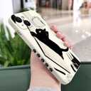 for iPhone 15 Plus Case Anti Scratch Soft Microfiber Lining, Soft Shockproof Slim Fit Floral for iPhone 15 Plus Phone Cover 6.7 inch-Cat White