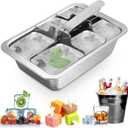 Ice Cube Trays, Large 6-cube Stainless Steel Ice Cube Trays with Easy Release Levers for Professional Drinkers Portable Reusable Metal Ice Maker for Family Bar - Send Goods From Local Warehouse