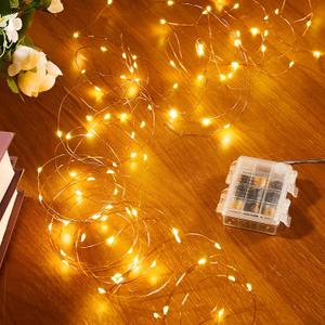 4 Pack 16.4 Ft. Battery Operated Outdoor String Lights with Remote & Timer, LED Warm White Fairy Lights, Waterproof Twinkle Lights for Bedroom, Dorm, Mason Jar, Wedding, Party, Christmas