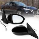 Right Passenger Side Mirror AssemblyFits 2019 2020 2021 2022 2023 2024 Nissan Altima Sedan with Power Glass Manual Folding Match Black Replace NI1321311(3Pins)