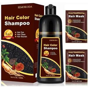 Hair Dye Shampoo in Dark Wine Red - Washes In Rich Color, Easy At-Home Color Shampoo Hair Dye for Women & Men, 3-in-1 Hair Color & Care for Natural-Looking Gray Coverage, Instant & Long-Lasting, 500ml