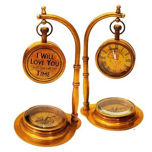 Anniversary Table Clock Compass Gift for Him Her | Vintage Decorative Desk Clock Romantic Gift Ideas for Husband Wife Wedding Anniversary Celebration Gift lovers boyfriend girlfriend (LOVE YOU - NEO), 1 Pack