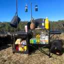 Nice C Camping Kitchen Table Station, Portable Folding Grill Table (Black), 56.9"-72" x 15.8" x 27.8"