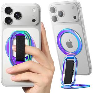 [2025 Upgraded] SUPERONE for MagSafe Phone Grip for MagSafe Kickstand Compatible with Mag Safe Finger Loop, 4-in-1 Phone Ring Holder Strap for iPhone 17/16/15/14/13 Series and Mag Safe Case - Colorful