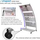 LIWSHWZ Magazine Rack Floor Standing,Brochure Display Stand, 4 Pockets Metal Literature Stand,Newspaper Rack with Wheels for Trade Show Exhibitions Office Retail Store