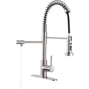 Kitchen Sink Faucet, Pull-Down Water Filtration Faucet, Bar Filter, Brushed Nickel, Stainless Steel, PB1017