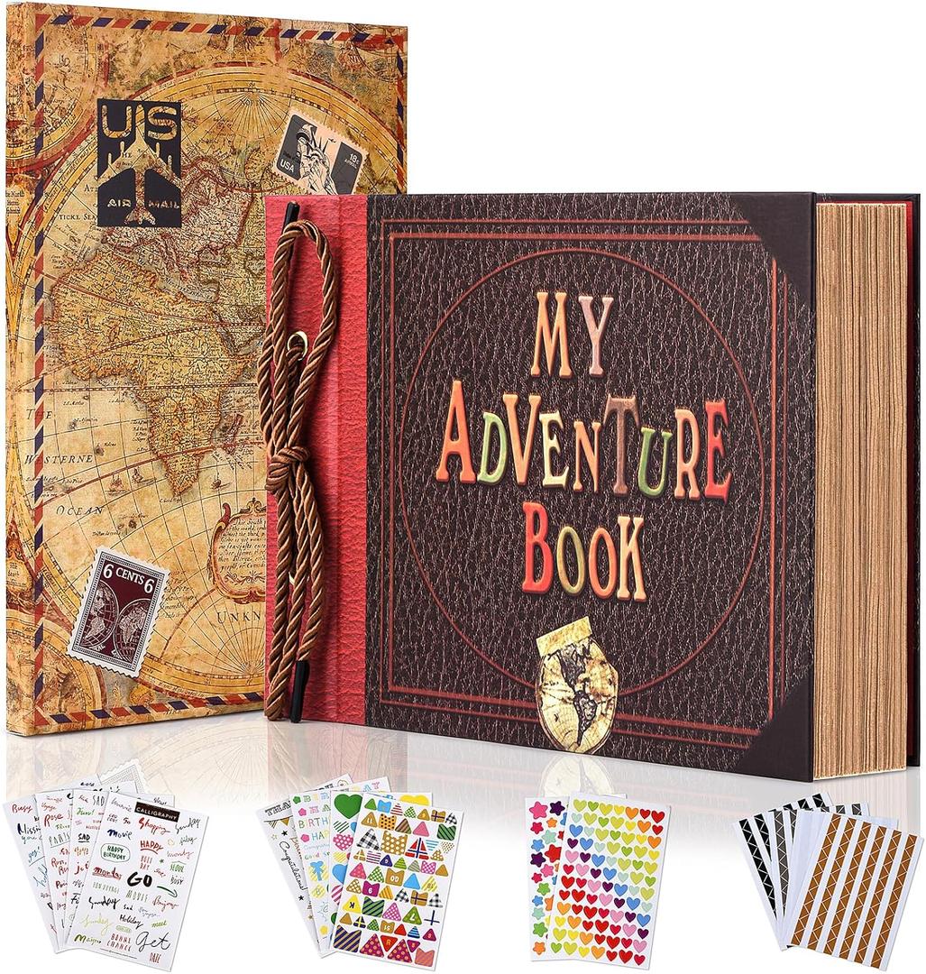Adventure Book Diary Photo Scrapbook, Hard Cover Movie Style Scrapbook for Anniversary, Wedding, Travelling, Birthday, Christmas (Up Adventure book various sizes)