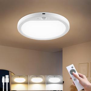 Rechargeable Ceiling Light Wireless Motion Sensor Closet Light Indoor with Remote Magnetic Ceiling Lights Battery Operated for Shower Stairs Shed Hallway Garage Pantry Porch