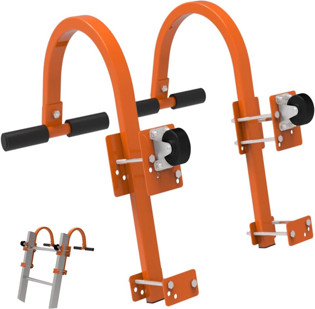 Roof Ladder Hooks,Heavy Duty Steel Extension Ladder Stabilizer for Roof,Ladder Roof Hook with Wheel Extension Ladder Rubber Grip T-Bar for Roof Ridge 2 Pack