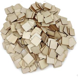 300 Pcs 1 Inch Unfinished Wood Pieces Blank Wood Squares Round Corner for Painting Writing Carving Letter Scrabble DIY (Square 1 x 1 x 0.12 inches)