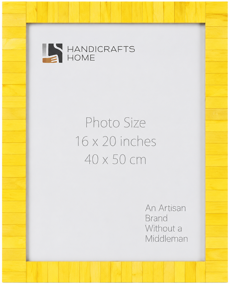 Handicrafts Home 16x20 Poster Frame - Yellow Bone Inlay Classic Collection Wall Mount Decorative Picture Frame for Posters, Photos, Diplomas, Certificates, Art Work - Handmade Vintage Home Decor Gift