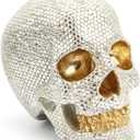 Small Size Human Skull Resin Statue Head Halloween Skull Statue Silver Skull Resin Ornament Sculptures Skull Collectible Figurines