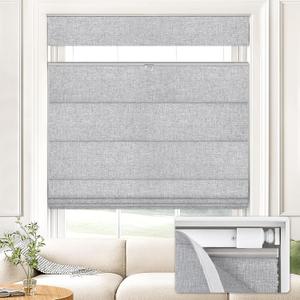 No Drill Top Down Bottom Up Roman Shades for Windows, 21" W x 64" H, Grey