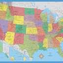 Swiftmaps 32x50 United States Classic Premier Blue Oceans 3D Wall Map Poster (Laminated)