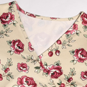 LaBeca Girls' V Neck Dress Floral Printed A-line Swing Casual Party Dress with Belt for 6-14 Years, 150