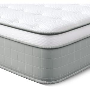 Vesgantti King Size Mattress, 12 Inch Innerspring Hybrid Mattress in a Box, Pressure Relief Pocket Spring Bed Mattress with Memory Foam & Knitted Fabric, Medium Firm, CertiPUR-US