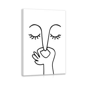 IAFWZX Framed Funny Bathroom Wall Art, Abstract Humor Toilet Wall Decor, Minimalist Face Line Canvas Painting, Modern Black and White Bathroom Poster Print for Restroom Guest Bedroom 16"x24"