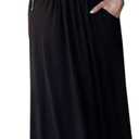 PRIMODA Womens Strapless Tube Top Maxi Dress Floral Boho Beach Dress with Pockets, Small, Black